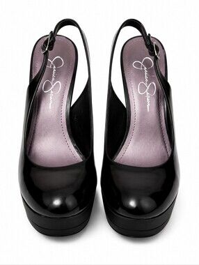 Jessica Simpson Glossy Patent Black Platform Heels 7.5